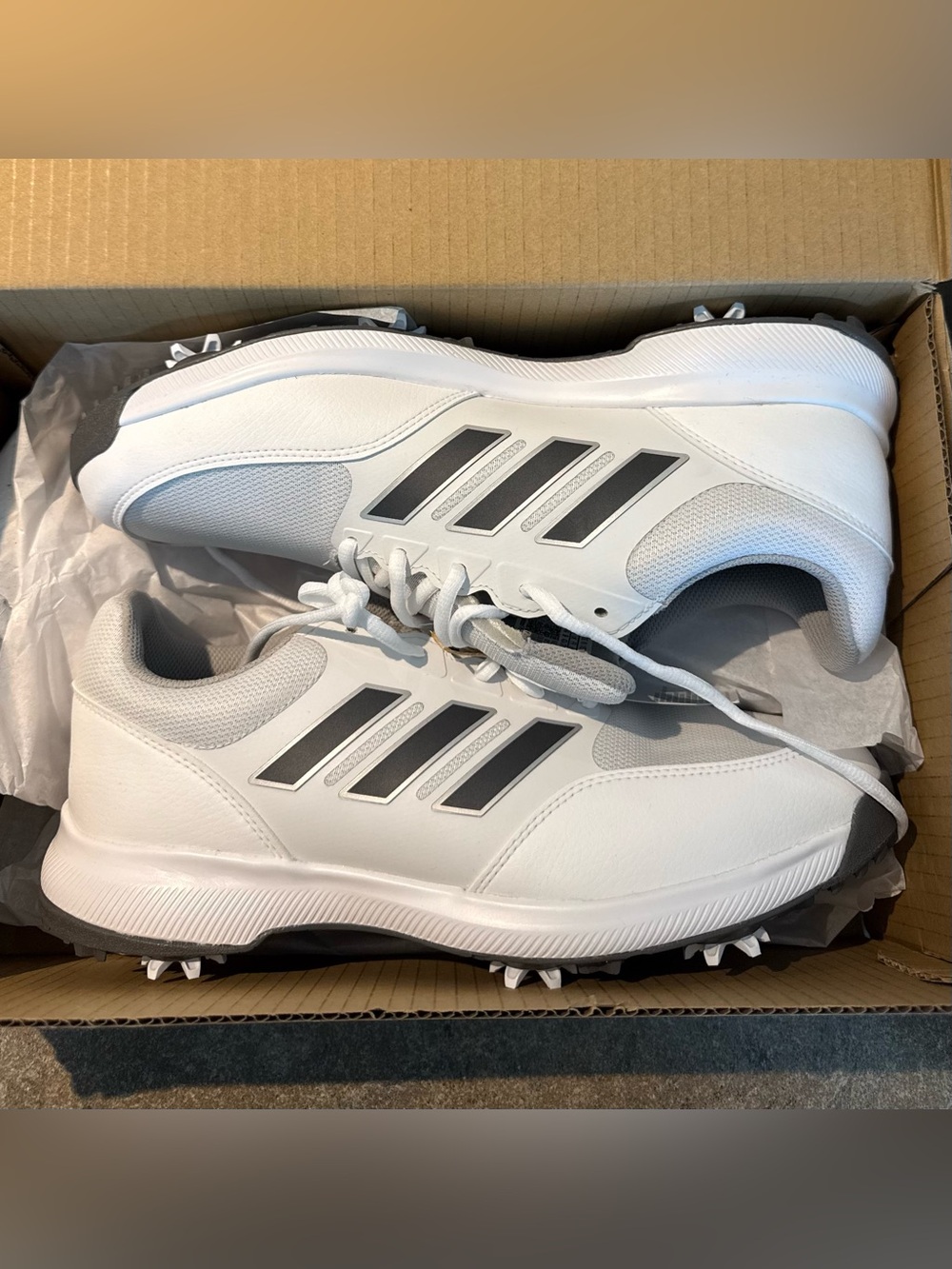NWT adidas White Golf Shoes with Black Stripes Size: 9.5 US